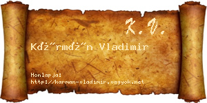 Kármán Vladimir névjegykártya
